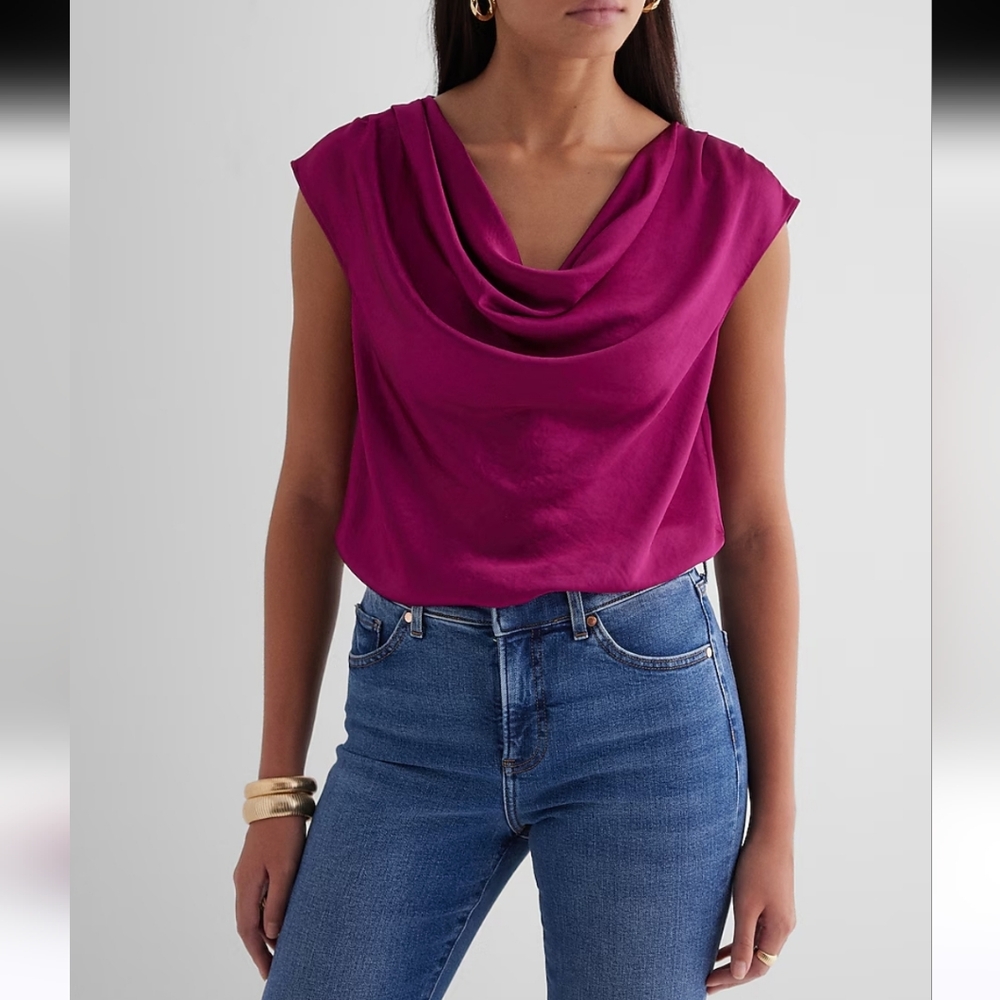Satin Cowlneck Grammercy Bodysuit by Express Size XS